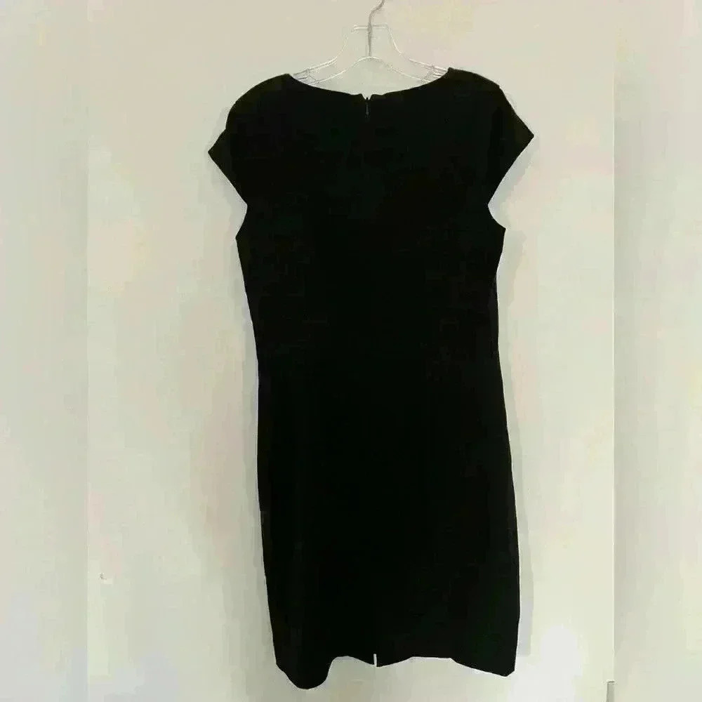 Calvin Klein Womens Black Dress Size 8 Short Sleeve Cowl Neck Midi Dress - Picture 3 of 5